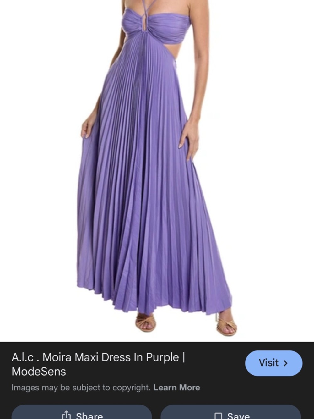 A.L.C. Moira Strapless Pleated Maxi Dress in Lavender